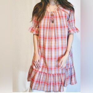 Madewell size red madras plaid a-line dress Size S